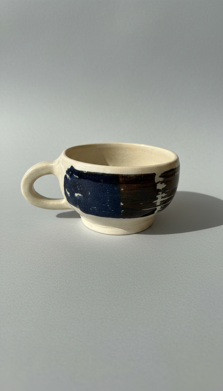 Indigo Brushstroke Mug, handmade by Madhumita at Studio Mita